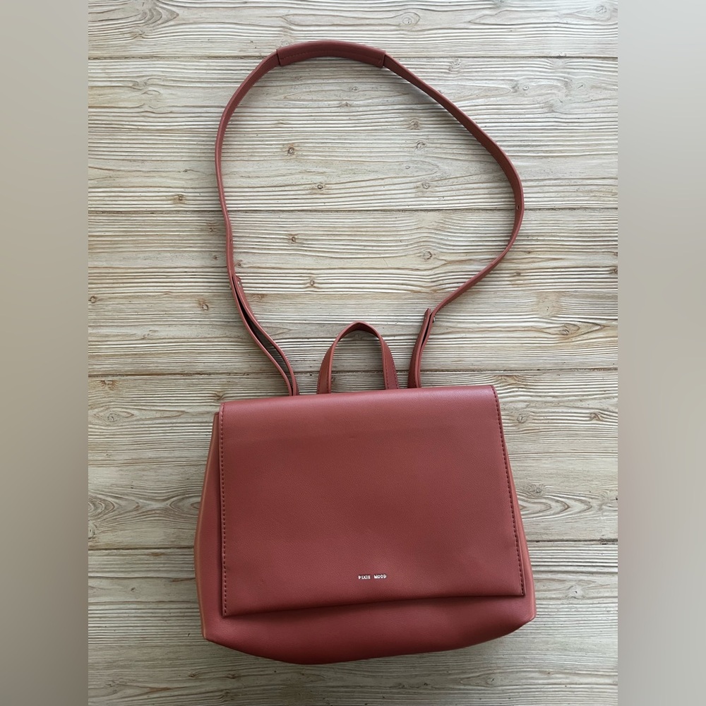 Pixie Mood Vegan Leather Backpack Crossbody Terracotta Pink Convertible